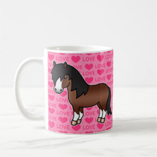 Caneca De Café Ilustração De Cartoon De Pônea De Shetland Brown A