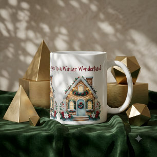 Caneca De Café Ilustração de Casa de Pão de Mel Aconchegante para