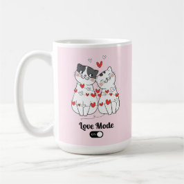 Caneca De Café Ilustração de Casal de Gatos Fofo no Dia dos Namor