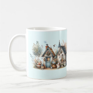 Caneca De Café Ilustração de Casas Florais Cottage Haven