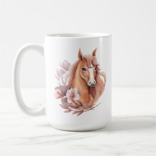 Caneca De Café Ilustração de Cavalo Floral