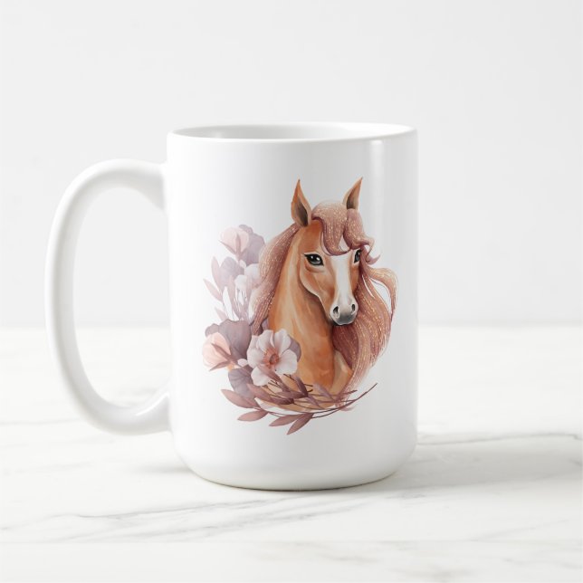 Caneca De Café Ilustração de Cavalo Floral (Esquerda)