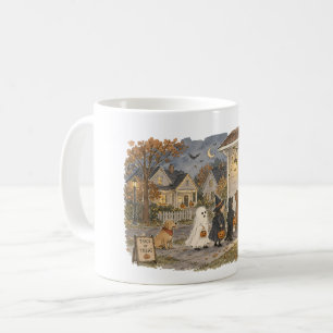 Caneca De Café Ilustração de cena de 'doce ou travessura' na vara
