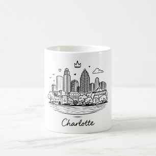 Caneca De Café Ilustração de Charlotte em linha preta