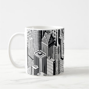 Caneca De Café Ilustração de cidade do arranha-céu, isométrica se