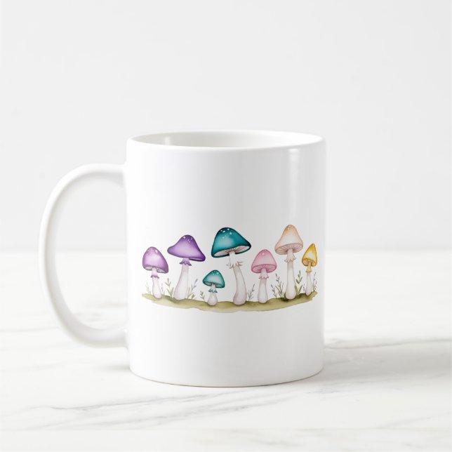 Caneca De Café Ilustração de cogumelo de aquarela Mug (Esquerda)