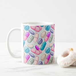 Caneca De Café Ilustração de Comprimidos Pastel de Farmacêutico
