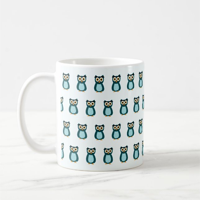 Caneca De Café Ilustração de Coruja Azul (Esquerda)