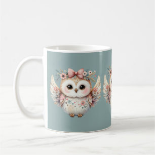 Caneca De Café Ilustração de Coruja Boho Kawaii