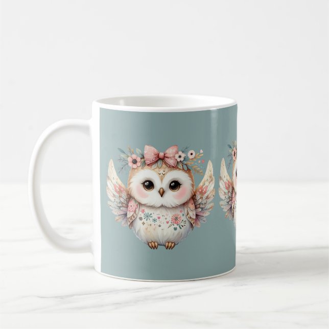 Caneca De Café Ilustração de Coruja Boho Kawaii (Esquerda)