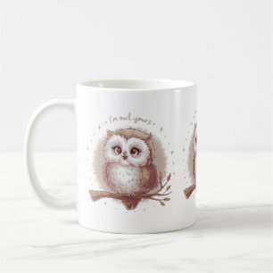 Caneca De Café Ilustração de Coruja Fofa e Caprichosa Cottagecore