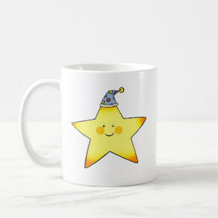 Caneca De Café Ilustração de desenho animado de estrela sonolenta
