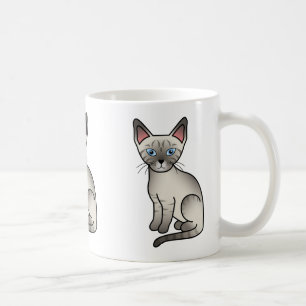 Caneca De Café Ilustração de desenho animado fofo de gato siamês