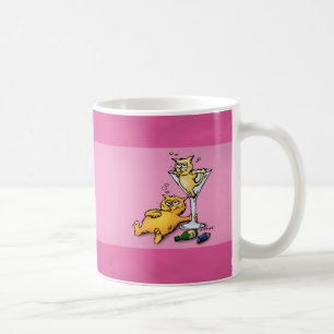 Caneca De Café Ilustração de desenho animado rosa com coquetéi