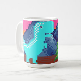 Caneca De Café Ilustração de Dinossauro Pixelada de Jogador de Pi