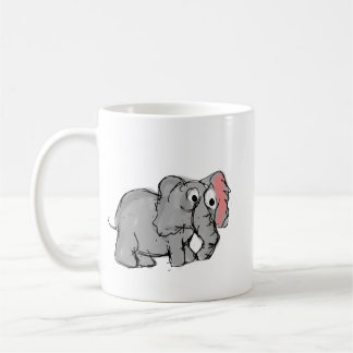 Caneca De Café Ilustração de Elefante Caprichosa e Fofa Desenhada