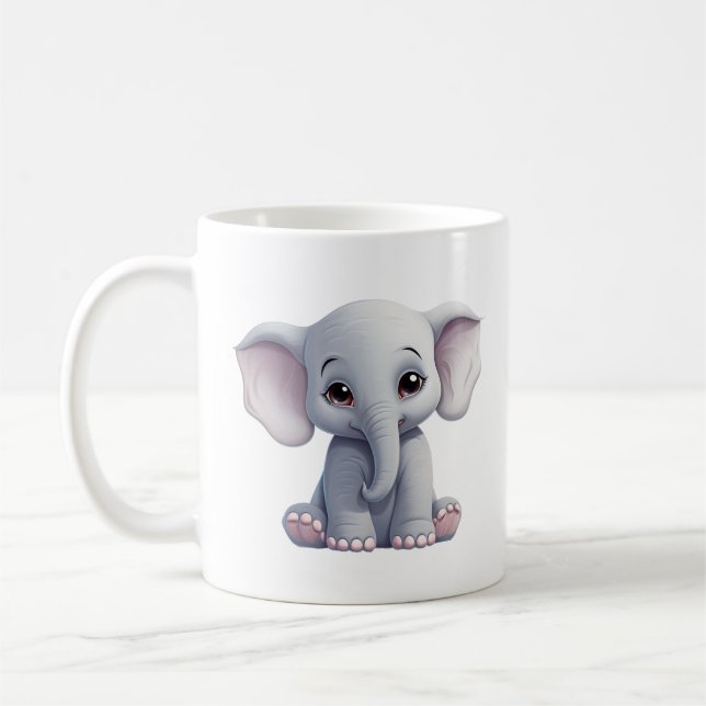 Caneca De Café Ilustração de elefante de desenho animado (Esquerda)
