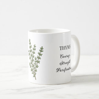Caneca De Café Ilustração de Erva de Tomilho e Usos