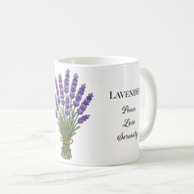 Caneca De Café Ilustração de Erva Lavanda e Usos (Frente Esquerda)
