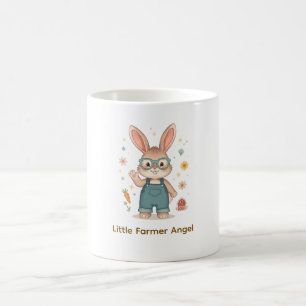 Caneca De Café Ilustração de Fazendeiro Coelhinho Fofo com Óculos