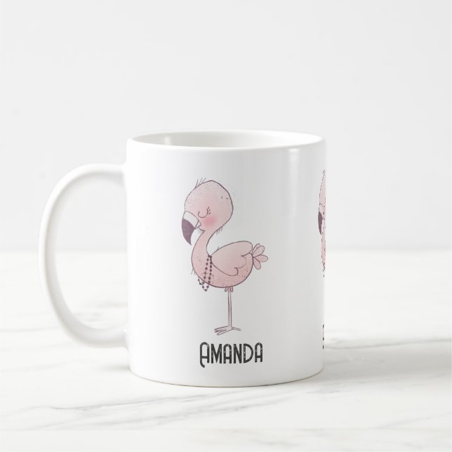 Caneca De Café Ilustração de Flamingo Cor-de-Rosa (Esquerda)