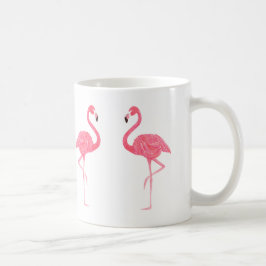 Caneca De Café Ilustração de Flamingos Cor-de-Rosa