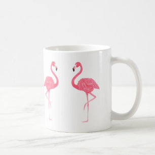 Caneca De Café Ilustração de Flamingos Cor-de-Rosa