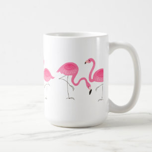 Caneca De Café Ilustração de Flamingos Rosa