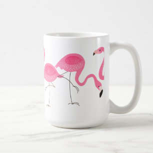 Caneca De Café Ilustração de Flamingos Rosa