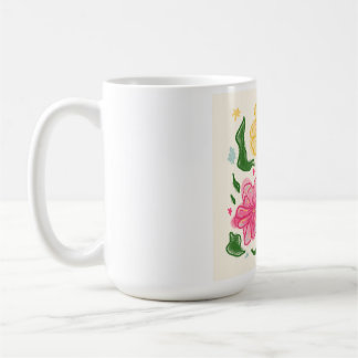 Caneca De Café Ilustração de Flor Colorida Whimsical - Desenhar M