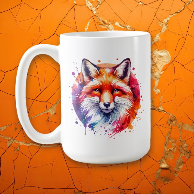 Caneca De Café Ilustração de Fox de Aquarela Personalizada (Criador carregado)