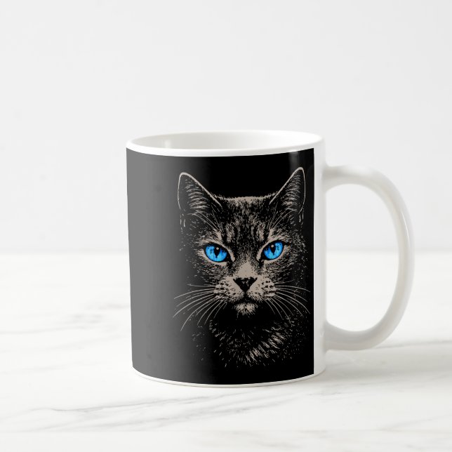 Caneca De Café Ilustração de Gato com Estilo Retrô Divertido (Direita)
