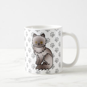 Caneca De Café Ilustração de Gato de Cartoon Lilac Persa