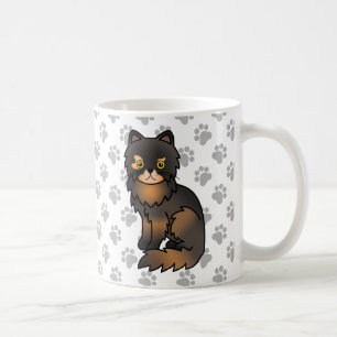 Caneca De Café Ilustração de Gato de Cartoon Persa de Tortie Po