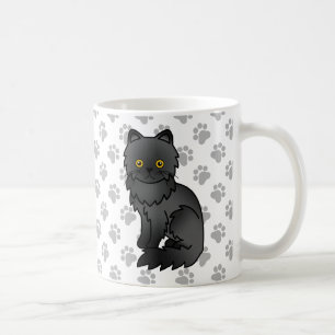 Caneca De Café Ilustração de Gato de Cartoon Pérsico Negro