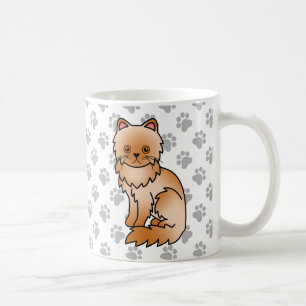 Caneca De Café Ilustração de Gato de Cartoon Vermelho Persa