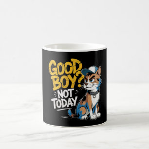 Caneca De Café Ilustração de Gato Engraçado Não Hoje Bom Menino