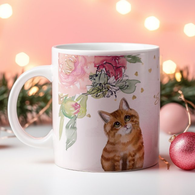 Caneca De Café Ilustração de Gato Laranja Personalizável (Criador carregado)