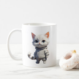 Caneca De Café Ilustração de Gato legal e Adorável