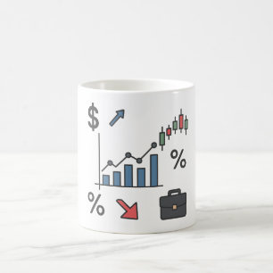 Caneca De Café Ilustração de Gráficos e Gráficos Financeiros