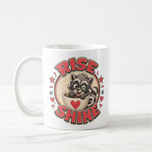 Caneca De Café Ilustração de Guaxinim Amante de Café 'Rise & Shin