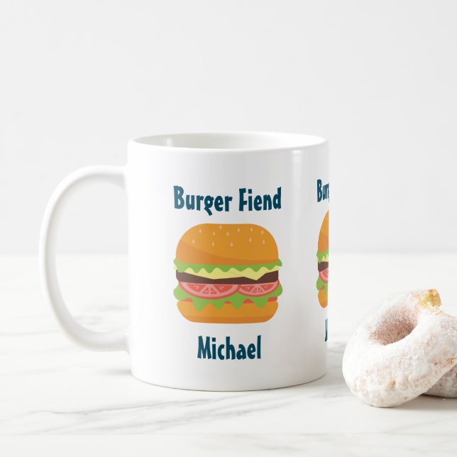 Caneca De Café Ilustração de Hamburger de Fim de Burger Personali (Com Donut)