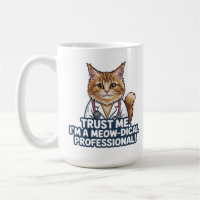 Ilustração de Humor Animal de Gato Médico Engraçad