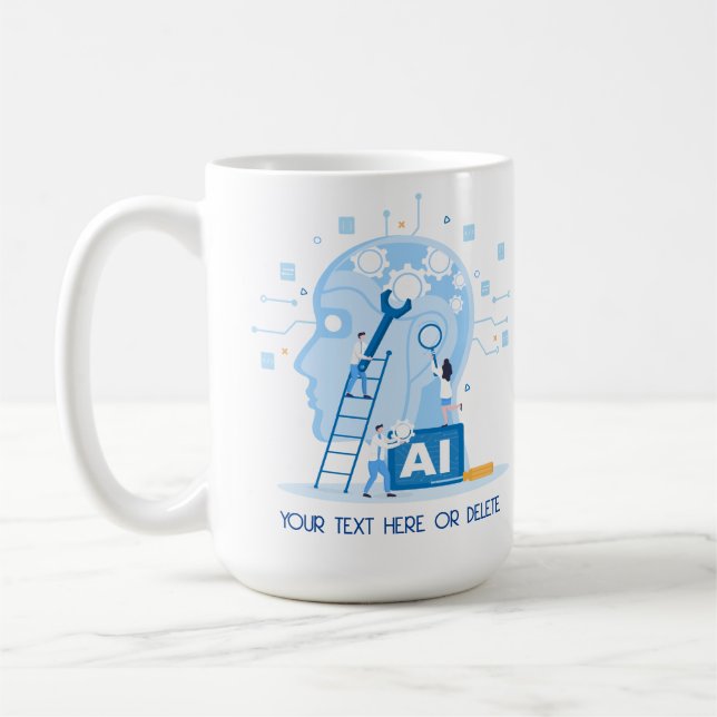 Caneca De Café Ilustração de Inteligência Artificial Azul Moderna (Esquerda)