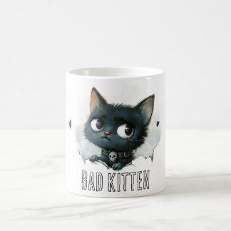 Caneca De Café Ilustração de Kitten Edgy - Texto de "Kitten Mau"