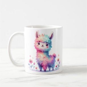 Caneca De Café Ilustração de Lhama Fofa Arte Adorável de Animal e