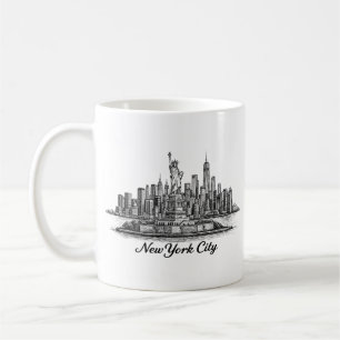 Caneca De Café Ilustração de Linha do Horizonte de Nova York