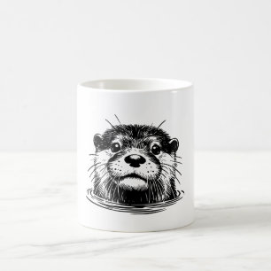 Caneca De Café Ilustração de Lontra na Água