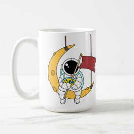 Caneca De Café Ilustração de Lua Sentada com Astronauta de Arte e