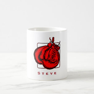 Caneca De Café Ilustração de Luvas de Boxing Vermelho Personaliza